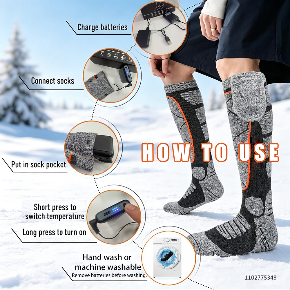 New Heated Socks Rechargeable  - đánh giá và giá Thermal Sock Winter